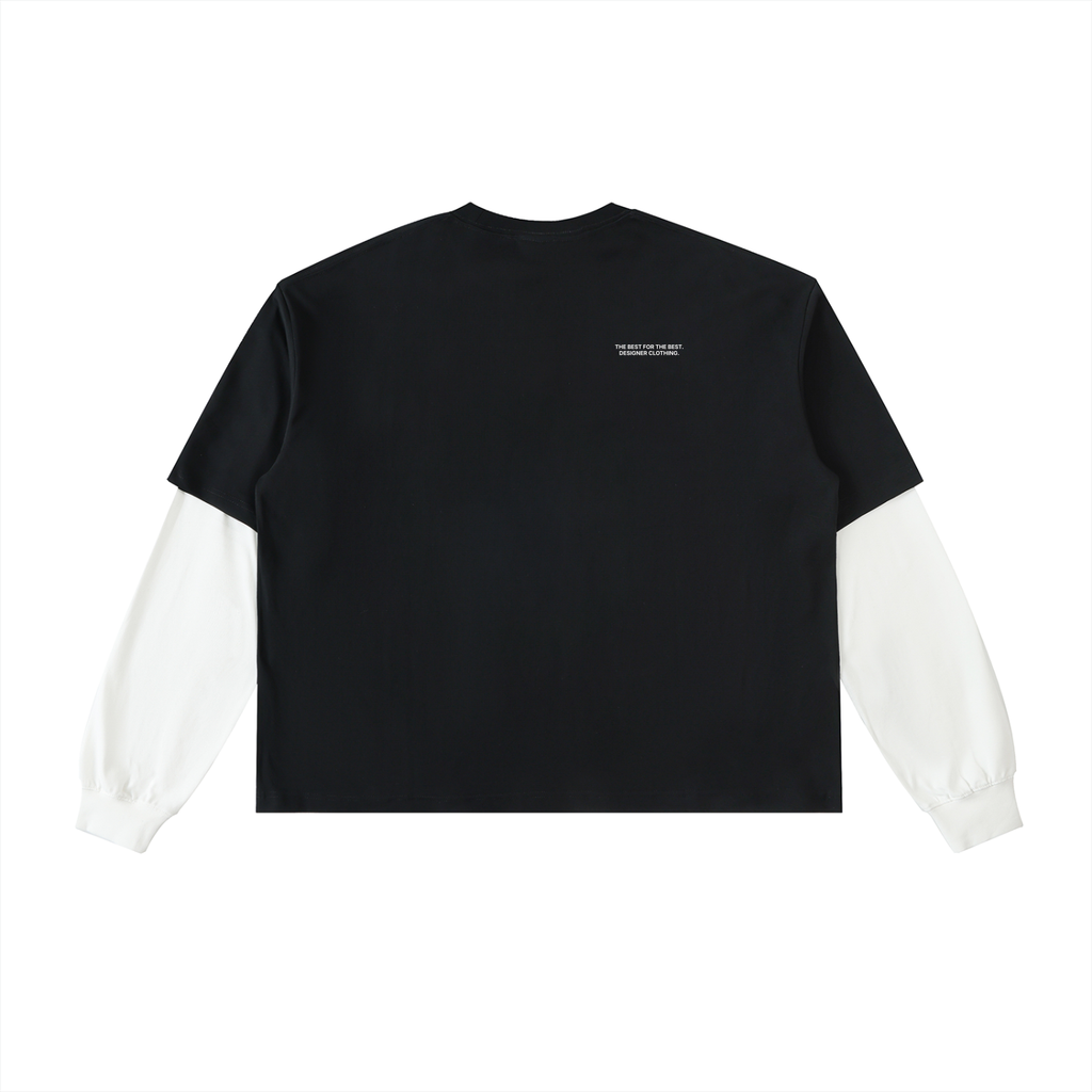 Layered Contrast Sleeve Cotton T-Shirt
